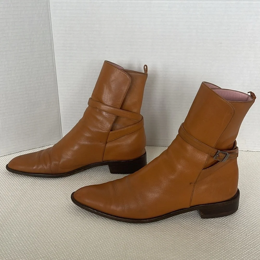 Gianni Milanesi Women's Leather Booties Size US 8 EU 38 Adjustable Ankle Strap